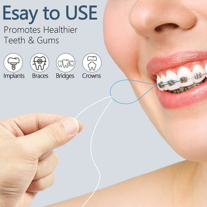Floss Threaders, Deep Clean Dental Floss Threader for Braces, Bridges, and Implants, Blue - Available at All In One Marketplace Canada