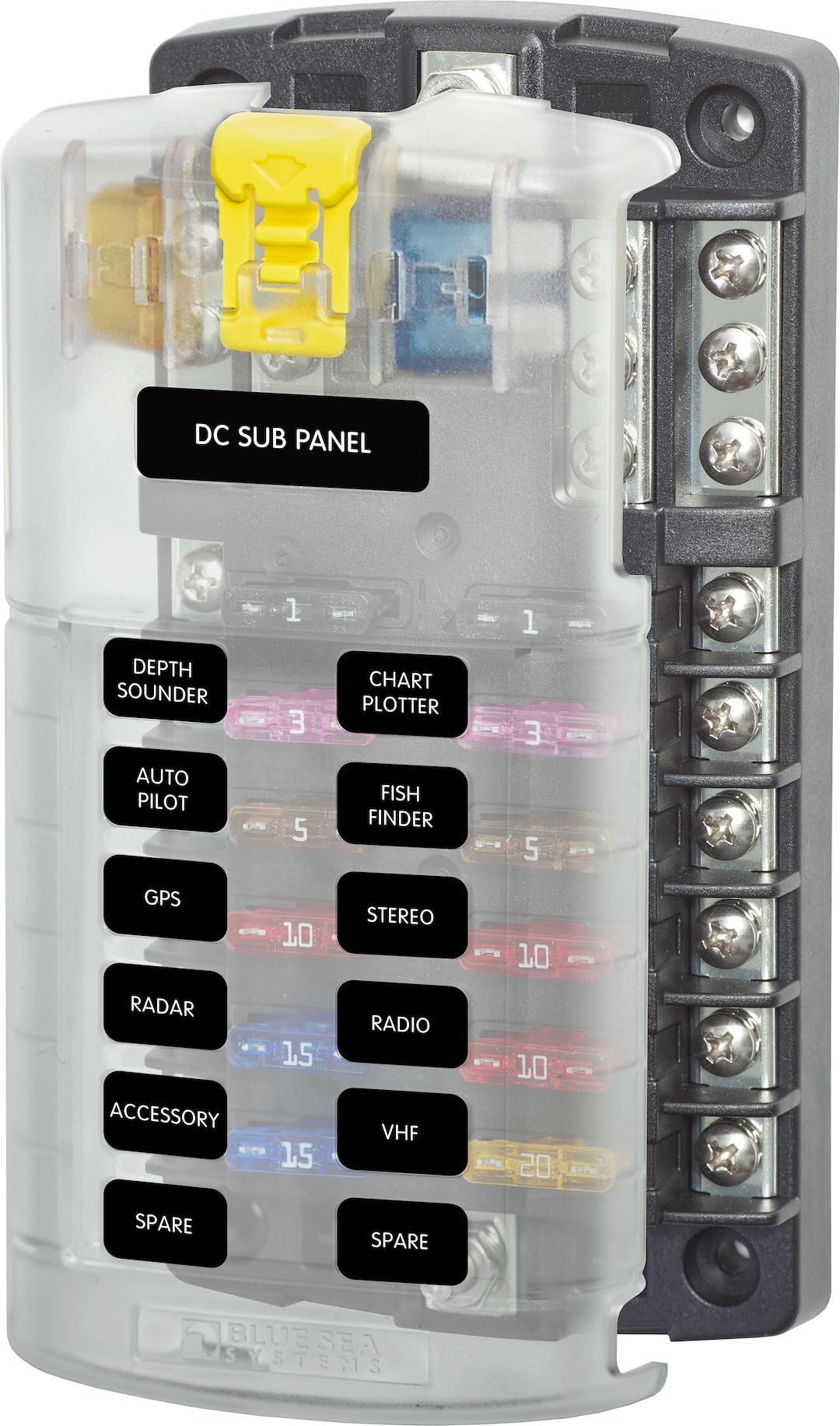 Blue Sea Systems ST Blade Fuse Block - 12 Circuits with Negative Bus & Cover Blue Sea Systems