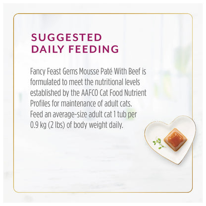 Fancy Feast Gems Wet Cat Food, Mousse Pâté with Beef 57g (2 Pack x 8)