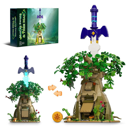 Tree & Sword Building Block Set for Boys, Luminous Sword & Coin Toss Game, Magic Tree Game Action Figures Collectible Model for Home Office Decor, Christmas Birthday Toys Gifts for Adult, Kids 8+ 🍁 All In One Marketplace Canada