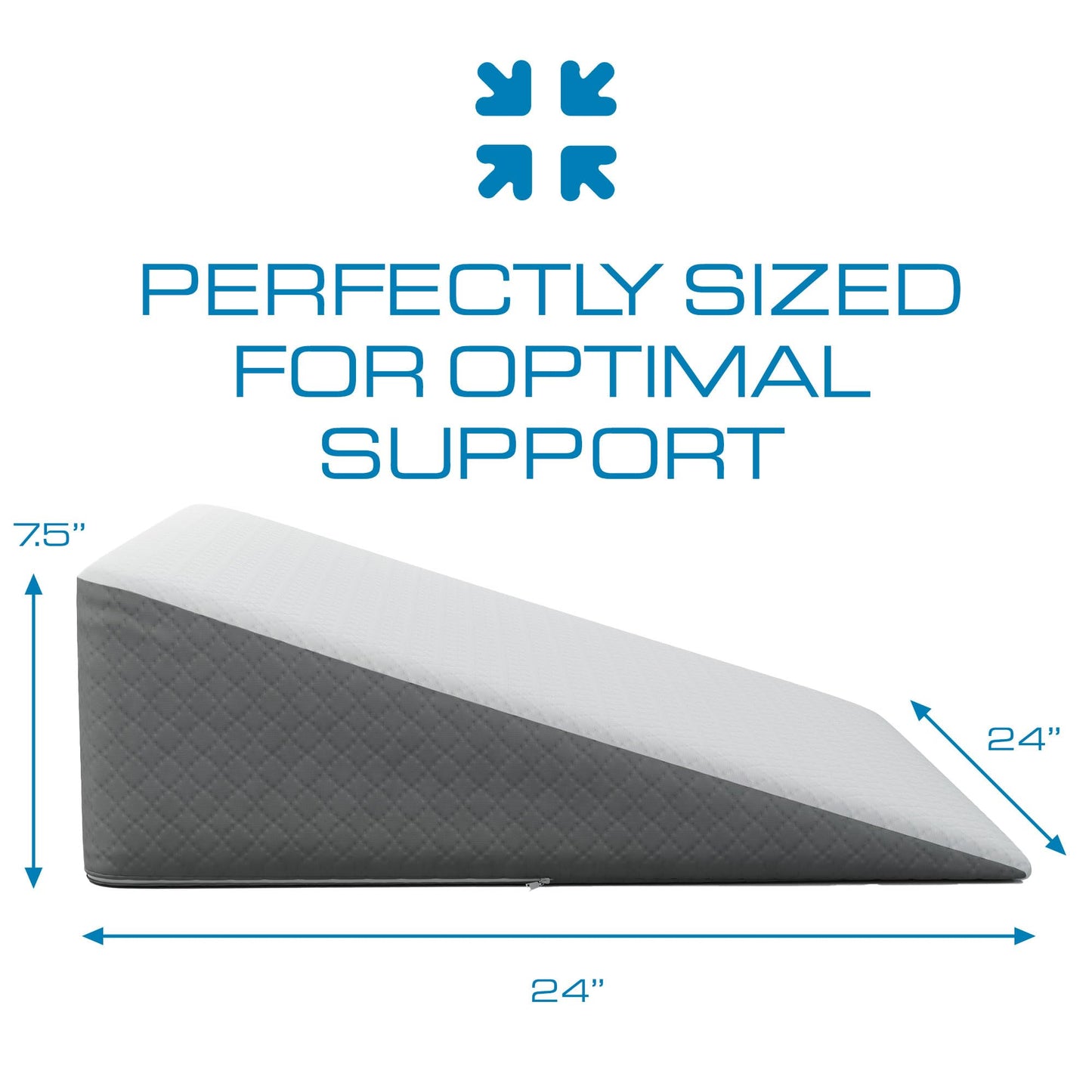 Kӧlbs Bed Wedge Pillow with Memory Foam Top Chic Jacquard Grey and White Cover (7.5" Height)