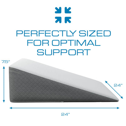 Kӧlbs Bed Wedge Pillow with Memory Foam Top Chic Jacquard Grey and White Cover (7.5" Height)