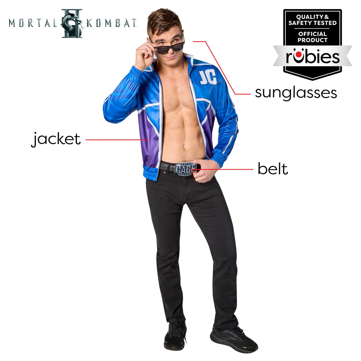 Rubies Men's Mortal Combat Johnny Cage Costume Kit, for Halloween and Themed Parties, Medium
