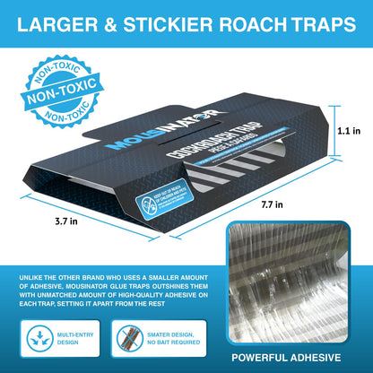 MOUSINATOR Cockroach Traps, 18-Pack, Larger and Multi-Entry Design with Extra-Strong Adhesive, Sticky Glue Cockroach Trap for Indoor Use, Family-Safe, Easy and Ready-to-Use - Available at All In One Marketplace Canada