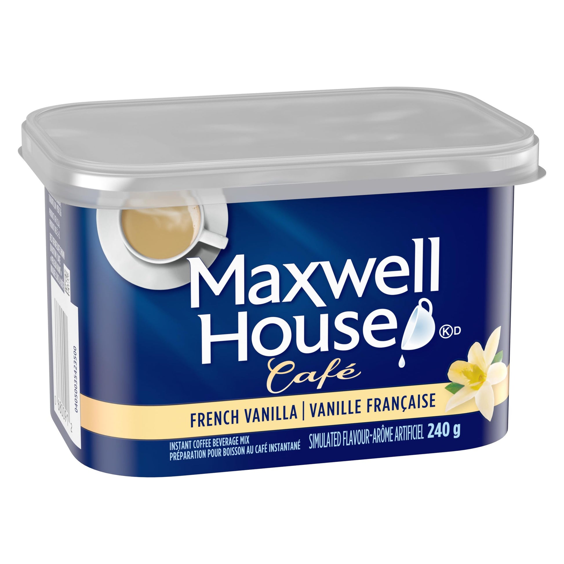 Maxwell House Café French Vanilla Flavoured Instant Coffee Beverage Mix – 8 Pack, 240g Canisters