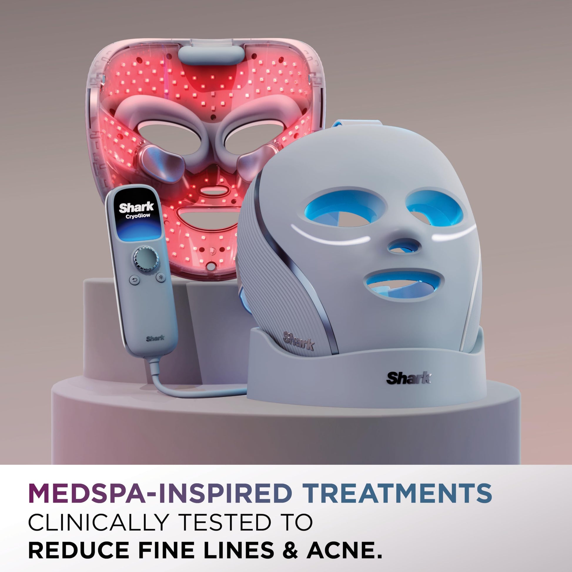 Shark CryoGlow LED Face Mask with Under-Eye Cooling, Anti-Ageing & Blemish Repair, Red & Blue LED, Infrared Light Therapy, USB-C, Remote Control, Storage Bag, FW312C (Canadian Version) - Available at All In One Marketplace Canada