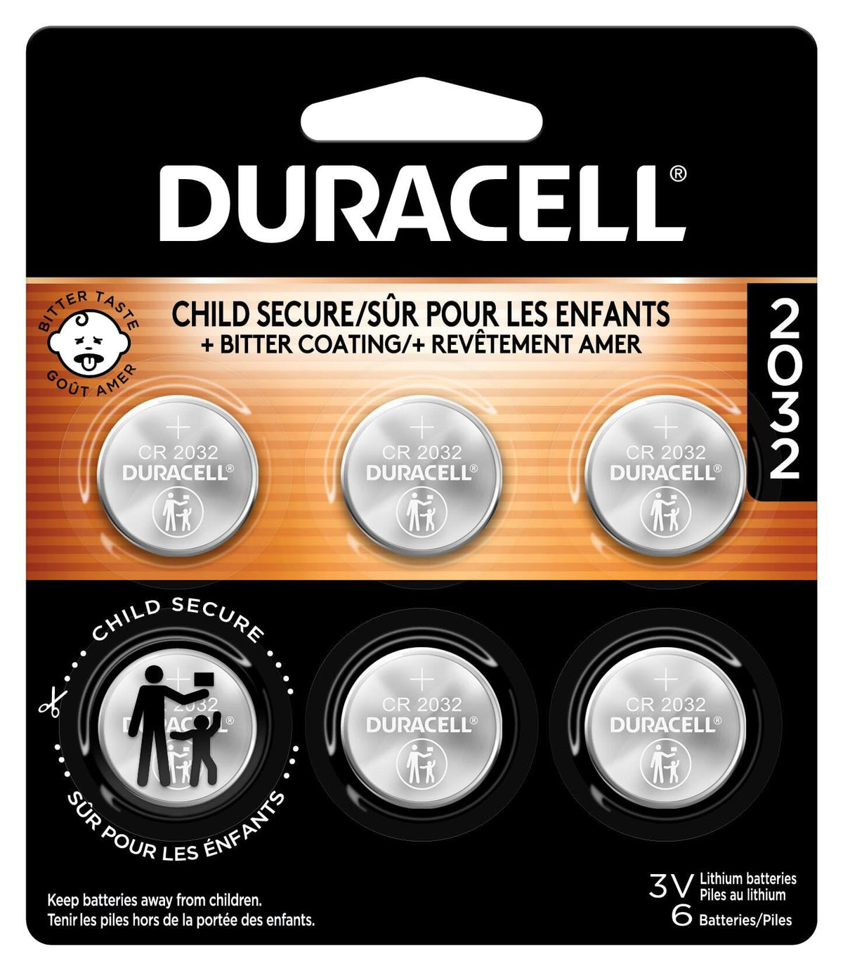 Duracell 2032 Lithium Battery, 6 Count, AirTag® & Key Fob, CR2032 3V Cell