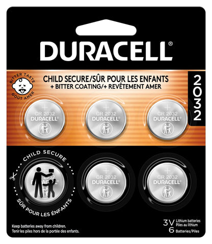 Duracell 2032 Lithium Battery, 6 Count, AirTag® & Key Fob, CR2032 3V Cell