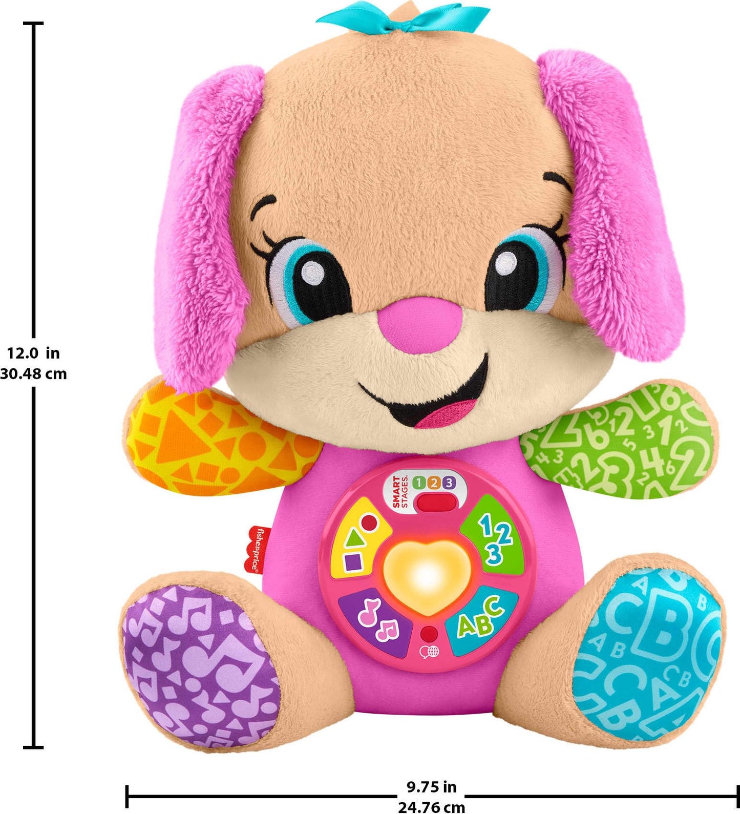 Fisher-Price Baby Learning Toy Laugh & Learn Smart Stages Sis Pink Musical Plush with Smart Stages for Infants Ages 6+ Months, Multilanguage Version - Available at All In One Marketplace Canada