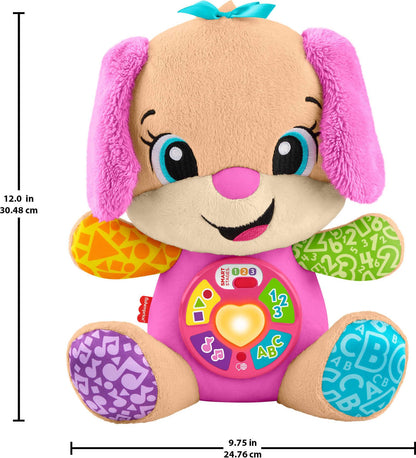 Fisher-Price Baby Learning Toy Laugh & Learn Smart Stages Sis Pink Musical Plush with Smart Stages for Infants Ages 6+ Months, Multilanguage Version - Available at All In One Marketplace Canada