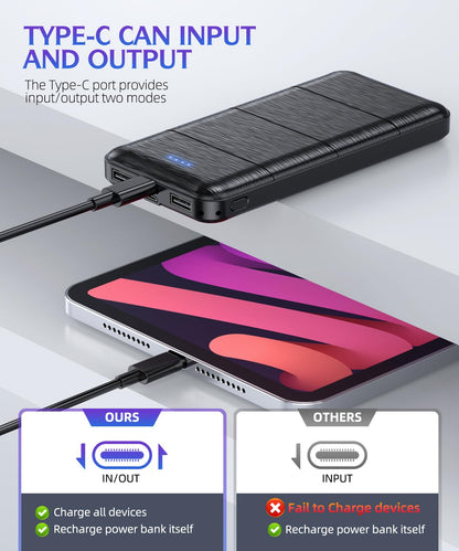 Portable-Charger-Power-Bank - 2 Pack 15000mAh Dual USB Power Bank Output 5V3.1A Fast Charger Portable Charger Compatible with Smartphones and All USB Devices (Deep Black and White)
