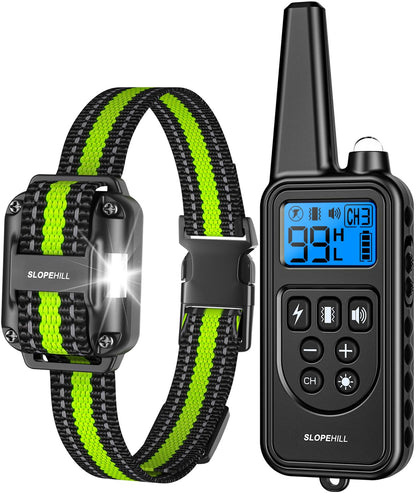 SLOPEHILL Dog Training Collar with Remote,4200Ft Electronic Shock Collars,Waterproof E-Collar Featuring Beep,Vibration,Shock,Light and Keypad Lock Mode,fit for Small Medium Large Dogs (Green) - Available at All In One Marketplace Canada