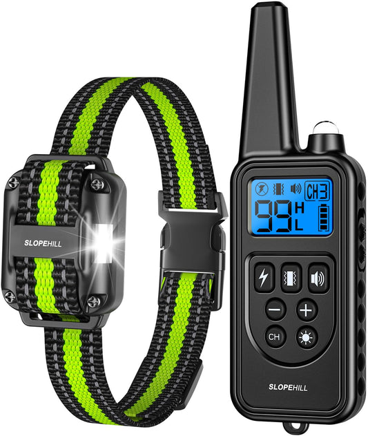SLOPEHILL Dog Training Collar with Remote,4200Ft Electronic Shock Collars,Waterproof E-Collar Featuring Beep,Vibration,Shock,Light and Keypad Lock Mode,fit for Small Medium Large Dogs (Green) - Available at All In One Marketplace Canada