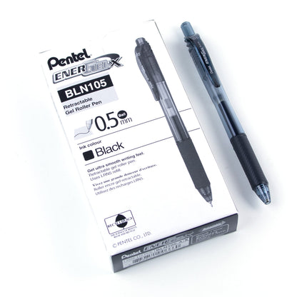 Pentel EnerGel X Retractable Gel Pen, 0.5mm Needle Tip, Black Ink, 12PK