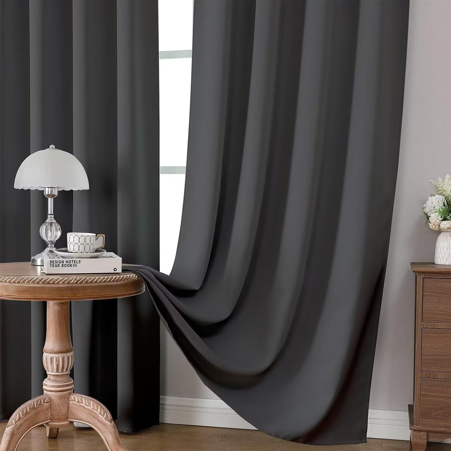 Joydeco Blackout Curtains for Bedroom 2 Panels Set (52"W x 84"L, Dark Grey) Joydeco