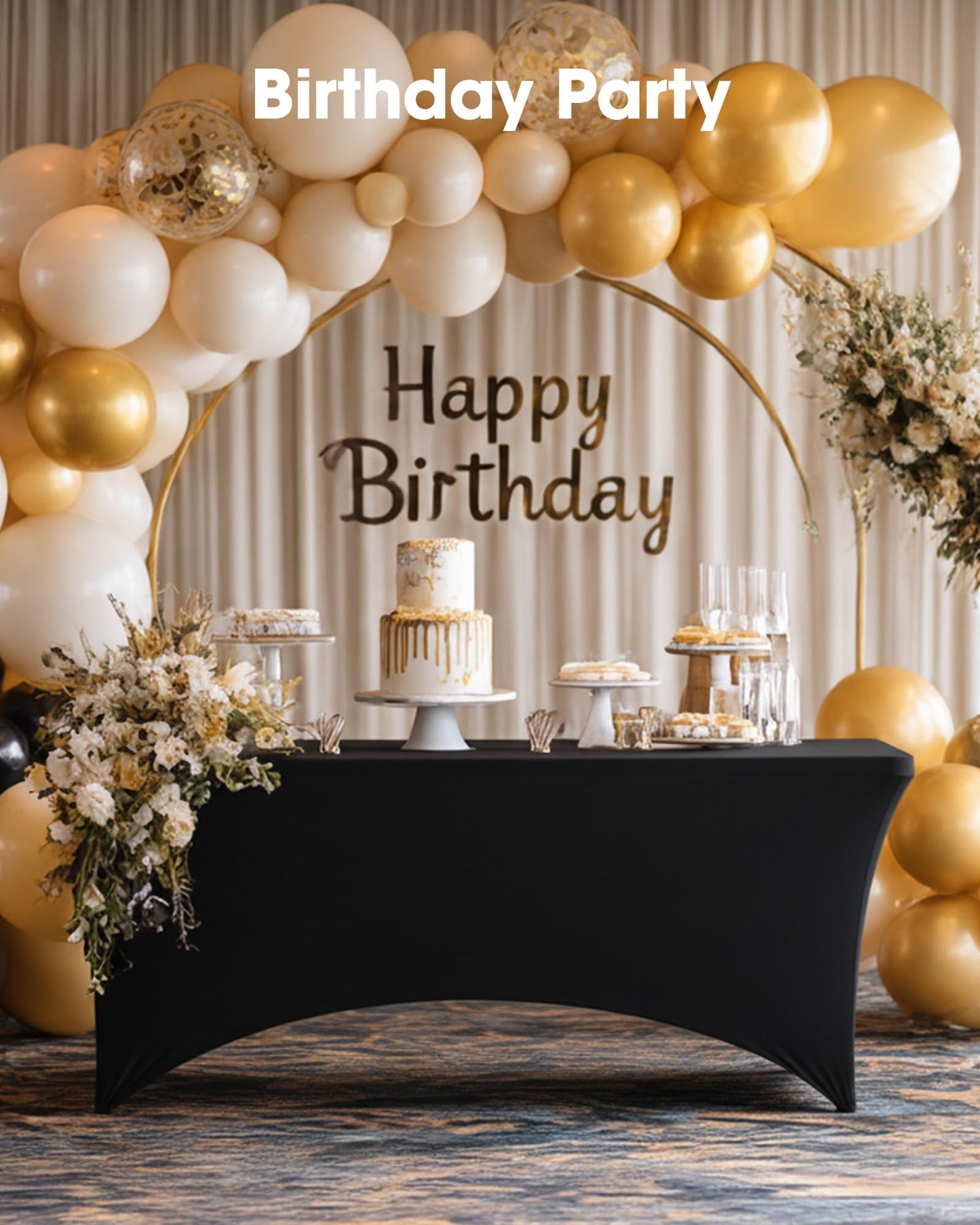 Pureegg Spandex Tablecloth 6ft - 2 Pack, Fitted and Tight Table Cloth for Rectangular Table, Wrinkle-Free and Stretch Table Cover for Party, Wedding, and Banquet, Black, 72" L x 30" W x 30" H - Available at All In One Marketplace Canada
