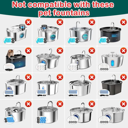 Cat Water Fountain Filters,16 Pack Cat Fountain Replacement Filters(4 Month Supply) for Stainless Steel 67oz/2L Adjustable Water Flow Pet Water Dispenser,Dog Fountain(8+8 Pack)