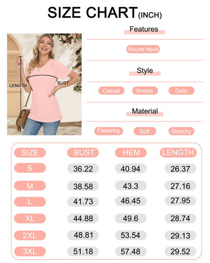 WNEEDU Womens Tops Summer T-Shirt Short Sleeve Crewneck Loose Fit Casual Basic Tee Tops 2026 New Floral White XL