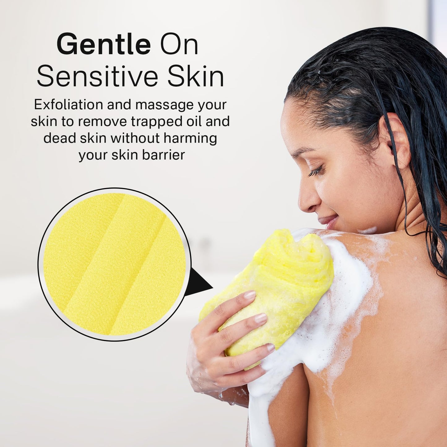 Yiclick Exfoliating Washcloth Towel, Exfoliating Body Scrubber, Back Scrubber Washer for Shower Bath, African Net Sponge Loofah Body Scrub Exfoliator, Exfoliating Cloth Brush Gloves (Blue+Yellow+Pink) - Available at All In One Marketplace Canada