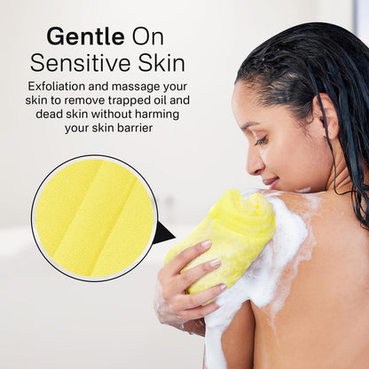 Yiclick Exfoliating Washcloth Towel, Exfoliating Body Scrubber, Back Scrubber Washer for Shower Bath, African Net Sponge Loofah Body Scrub Exfoliator, Exfoliating Cloth Brush Gloves (Blue+Yellow+Pink) - Available at All In One Marketplace Canada