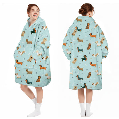 Queenshin Oversized Wearable Blanket Fluffy Hoodie for Women Men Dachshund 🍁 All In One Marketplace Canada