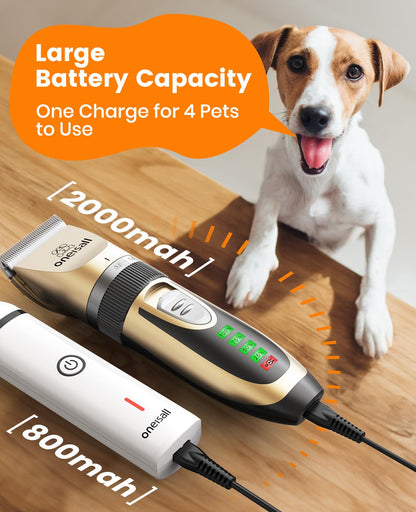 oneisall Dog Clippers and Paw Trimmer Kit 2 in 1 Low Noise Cordless Dog Clippers for Grooming Pet Hair Trimmers for Small and Large Dogs Cats Animals - Available at All In One Marketplace Canada