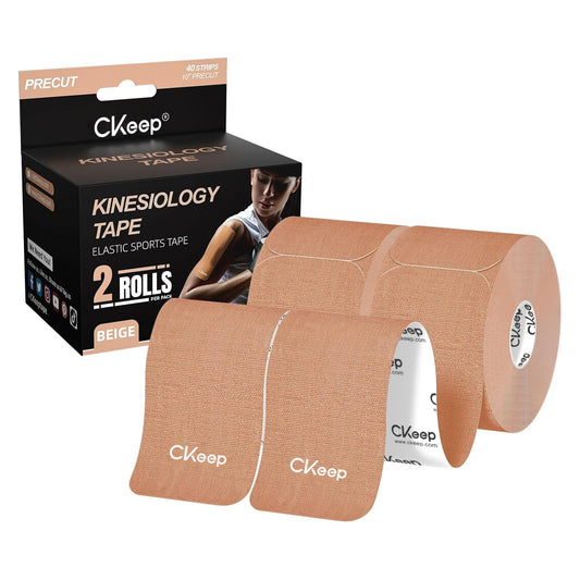 CKeep Kinesiology Tape, Original Cotton Elastic Athletic Tape 2Rolls, Beige