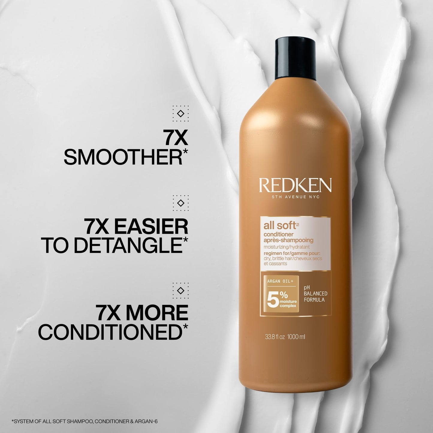 Redken All Soft Sulfate Free Hair Conditioner for Dry/Brittle Hair, Moisturizes, Provides Intense Softness, With Argan Oil