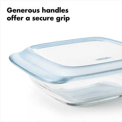 OXO Good Grips Freezer-to-Oven Safe Glass Baking Dish with Lid, 8x8, Clear