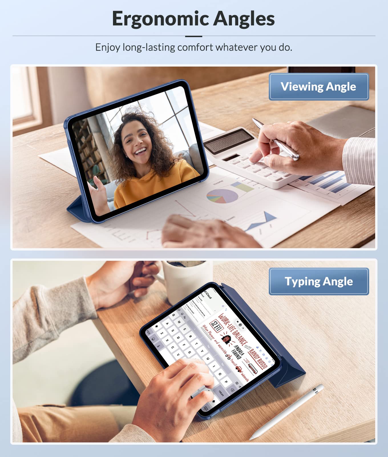 MoKo Case for New iPad (A16) 11th Generation 2025/ 10th Generation 2022, iPad 11 inch/ 10.9 inch Case with Soft TPU Translucent Frosted Back Cover, Auto Wake/Sleep, Support Touch ID,Navy Blue - Available at All In One Marketplace Canada