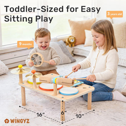 WINGYZ Kids Drum Set, 9-in-1 Wooden Musical Instruments with Xylophone 🍁 All In One Marketplace Canada