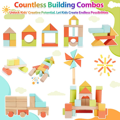 FCSONU Wooden Building Blocks for Toddlers Toys 1-3, Stacking Wooden Blocks 🍁 All In One Marketplace Canada