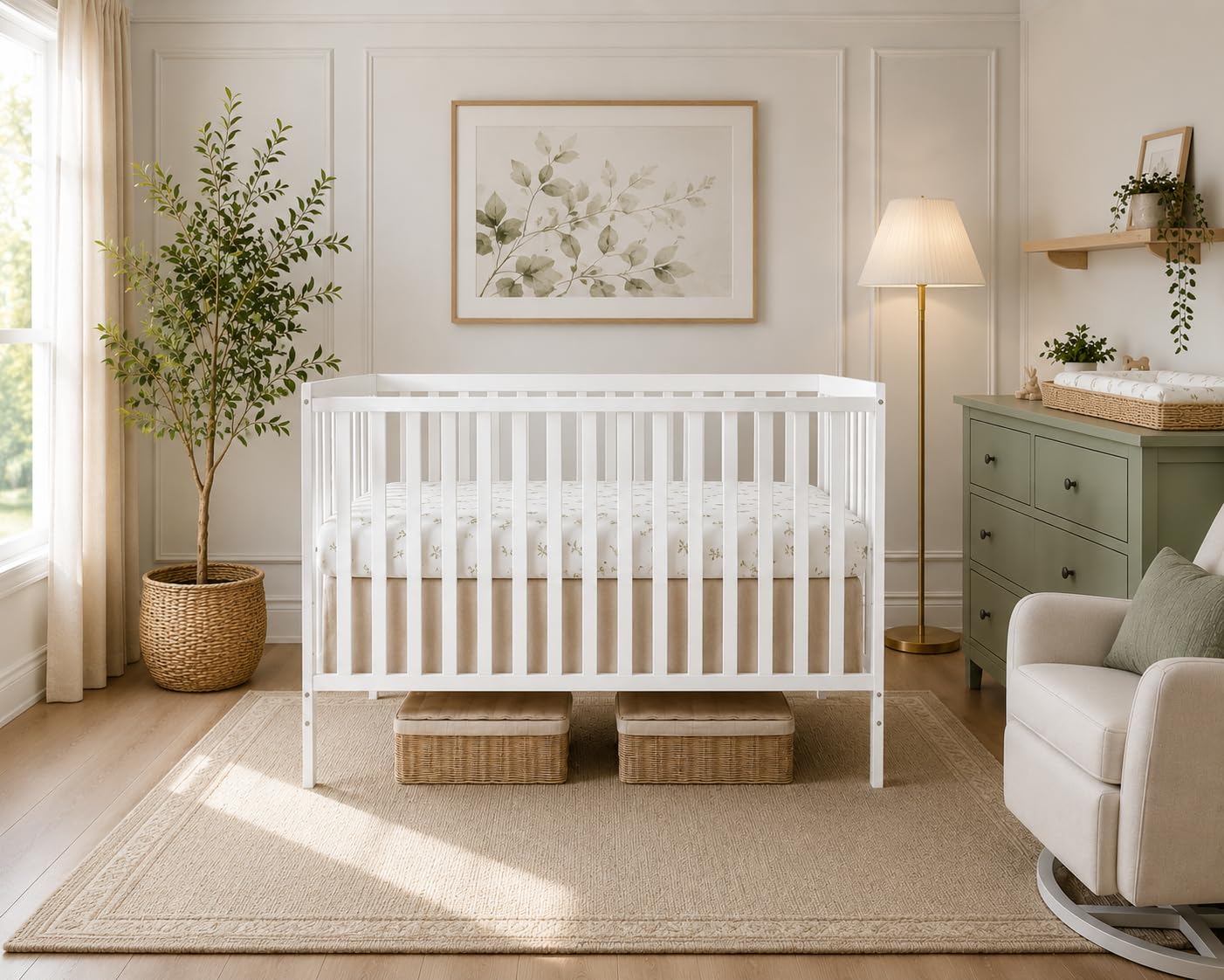 Dream On Me Synergy 5-in-1 Convertible Crib in White, Greenguard Gold Certified, BSA Certified, 3 Mattress Height Settings, Classic Nursery Furniture 🍁 All In One Marketplace Canada