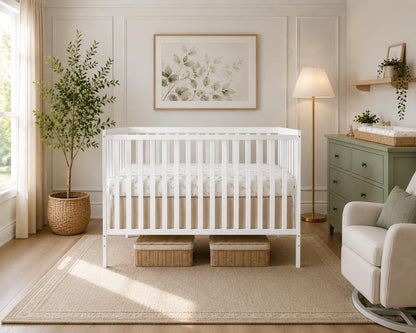 Dream On Me Synergy 5-in-1 Convertible Crib in White, Greenguard Gold Certified, BSA Certified, 3 Mattress Height Settings, Classic Nursery Furniture 🍁 All In One Marketplace Canada