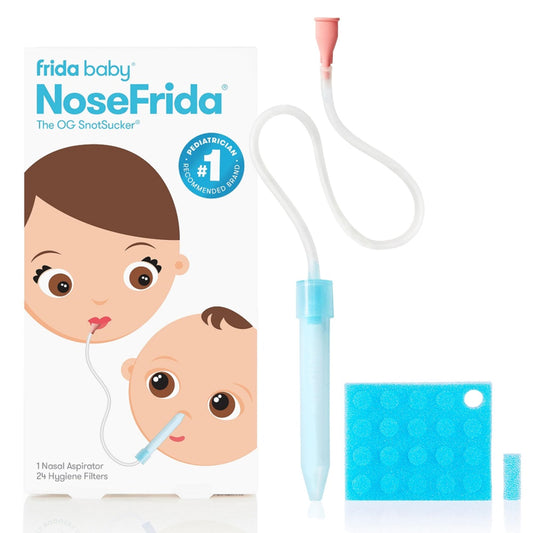 Frida Baby NoseFrida Nasal Aspirator, Snot Sucker Suitable for Newborns and Babies, Baby Nose Sucker + 24 Extra Hygiene Filters