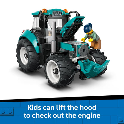 LEGO City Tractor Building Toy for Kids - Pretend Play Farm Vehicle for Boys & Girls, Ages 7+ - Tractor Toy W/Farmer Minifigure - Gift Idea for Birthdays - 60498