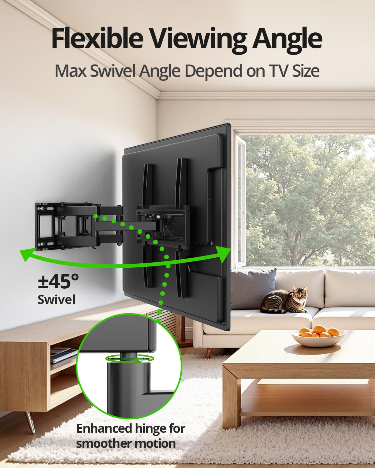 USX MOUNT Full Motion TV Wall Mount for Most 32-70 inch TVs up to 99 Lbs, Wall Mount TV Bracket with Articulating Swivel Tilting, TV Mount Fit 12" 16" Wood Studs, Max VESA 400x400mm, XMM903