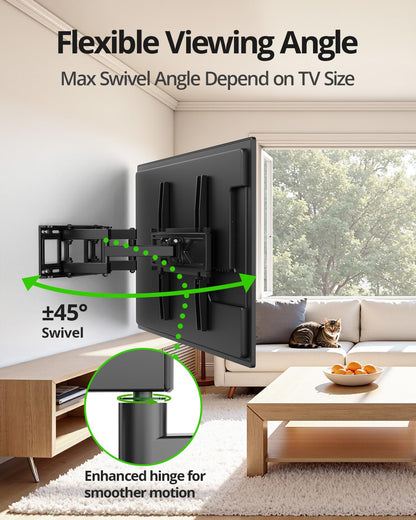 USX MOUNT Full Motion TV Wall Mount for Most 32-70 inch TVs up to 99 Lbs, Wall Mount TV Bracket with Articulating Swivel Tilting, TV Mount Fit 12" 16" Wood Studs, Max VESA 400x400mm, XMM903