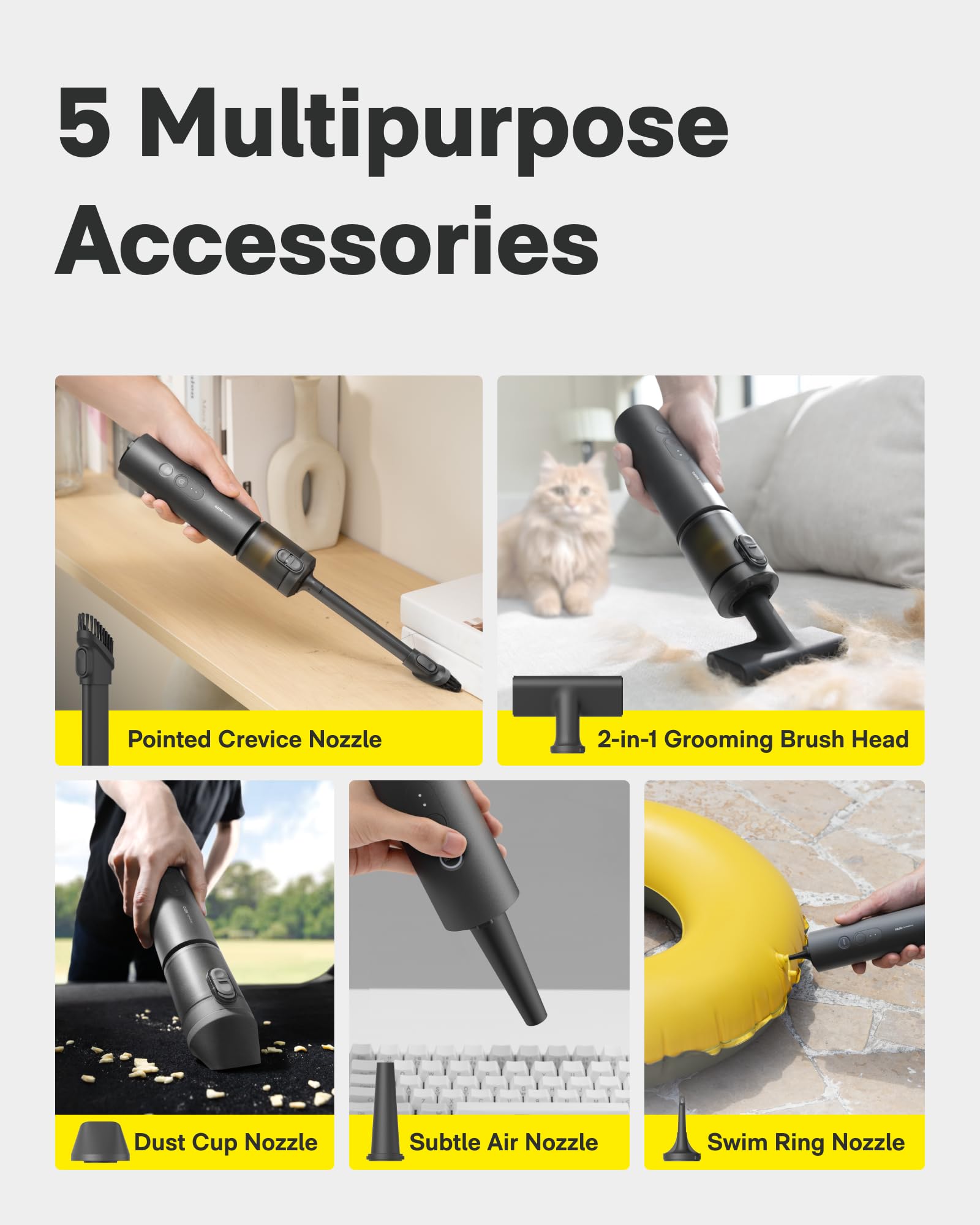 HOTO Handheld Car Vacuum Cleaner Cordless, 4-in-1 Portable Mini Vacuum with 20000Pa Strong Suction, Electric Compressed Air Duster Blower for Car, Desk, Computer, Keyboard, Home, Office Cleaning - Available at All In One Marketplace Canada