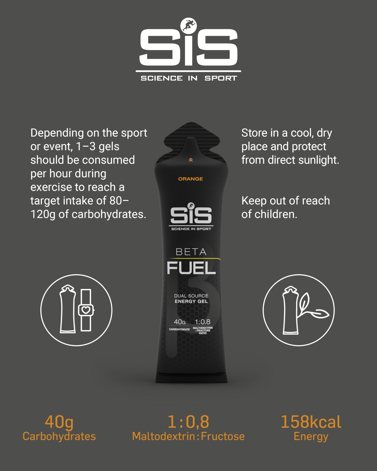Science in Sport Beta Fuel Gel | Easily Digestible & Quick Carbohydrates, Dual Source Energy Gel | 40g Carbs for Energy | Vegan, Gluten Free, Dairy Free, Nut Free | 60 mL (Orange) 🍁 All In One Marketplace Canada