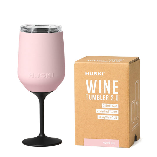Huski Wine Tumbler 2.0 | New | Award-Winning Design with Detachable Stem | Premium Stainless Steel Wine Glass with Lid | Triple Insulated Tumbler | 355ml Capacity | Great Gift (Powder Pink)