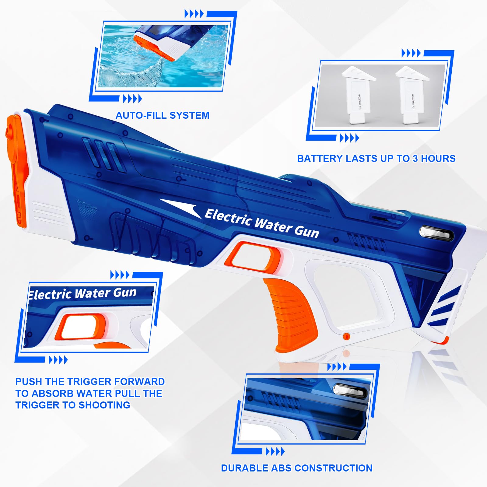 2Packs Electric Water Gun for Kids & Adults, Automatic Fill Up, Powerful Squirt Guns with 28-32 FT Long Range, Summer Outdoor Pool Beach Water Pistol/Blaster Toys