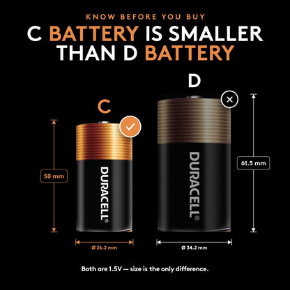 Duracell Coppertop C Batteries, 10 Count, 10-Year Shelf Life, Long-Lasting
