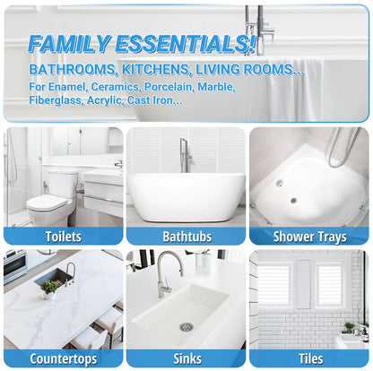 Bathtub Repair Kit 140g (Color Match), TUFINEIN Porcelain Repair Kit for Fiberglass, Enamel, Ceramic, Acrylic Repair and Fix Chips, Cracks, Scratches, Holes on Tub/Tile/Sink/Shower Tray/Shower - Available at All In One Marketplace Canada