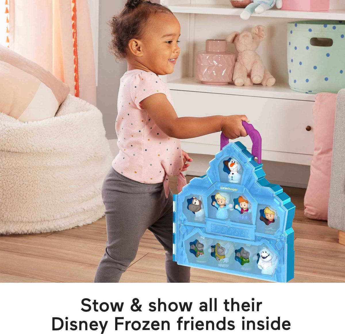 Fisher-Price Little People Disney Frozen Carry Along Castle Case, 9 Figures