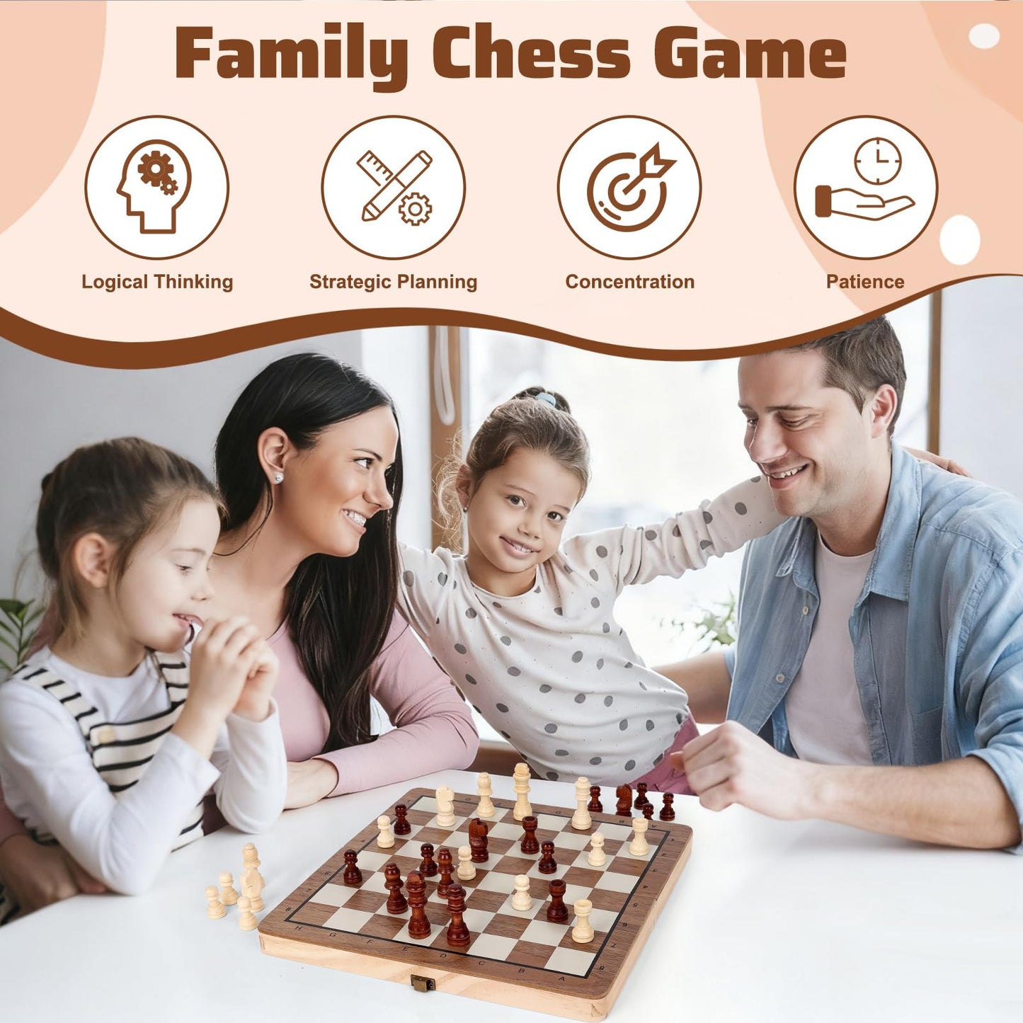 Joneytech Wooden Chess Set,11.5 inch Magnetic Chess Board Folding Design with Storage Travel Chess Game for Kids, Adults and Family Game Night - Available at All In One Marketplace Canada