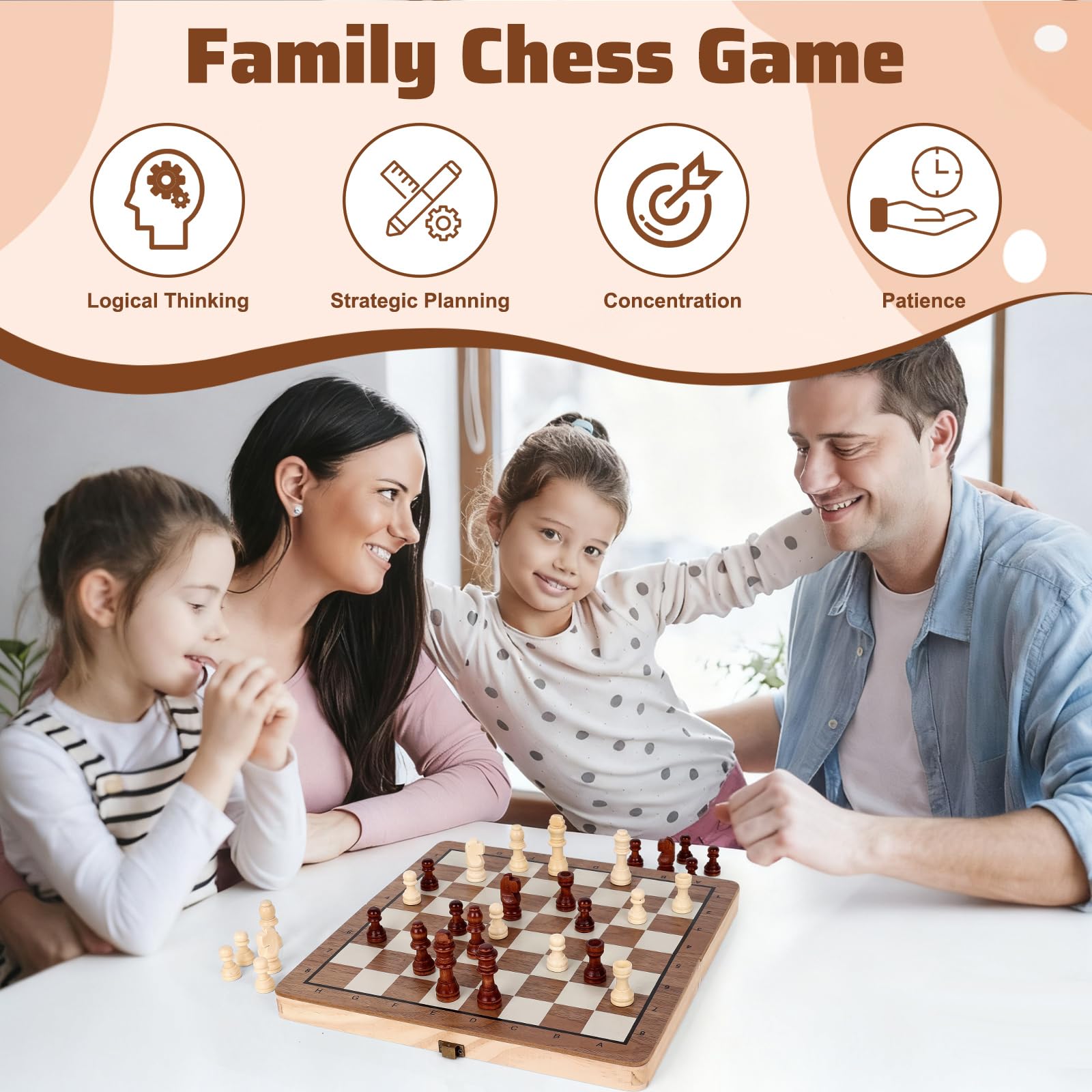 Joneytech Wooden Chess Set,11.5 inch Magnetic Chess Board Folding Design with Storage Travel Chess Game for Kids, Adults and Family Game Night - Available at All In One Marketplace Canada