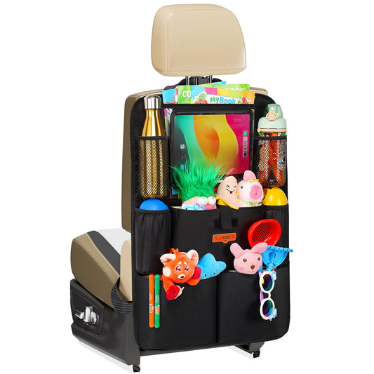 SURDOCA Backseat Car Organizer,4th Gen Back Seat Protector with 11 Inch Tablet Holder, 8 Pockets,Car Storage Accessories Back Seat Organizer for Kids