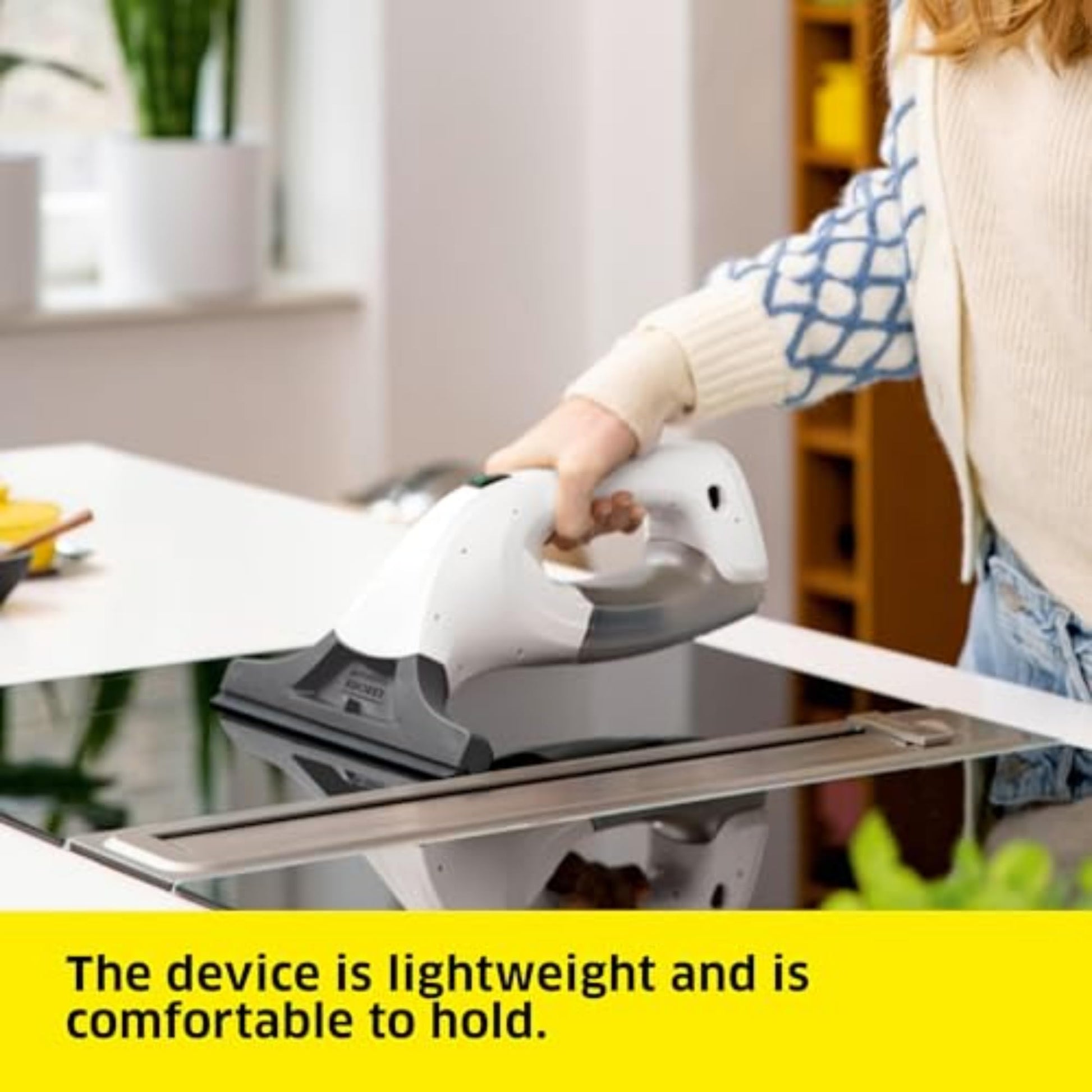 Kärcher WV1 Plus - 2-in-1 Electric Window Vacuum Squeegee - Cleans Showers, Mirrors, Glass, and Countertops - 10 in. Squeegee Blade - White - Available at All In One Marketplace Canada