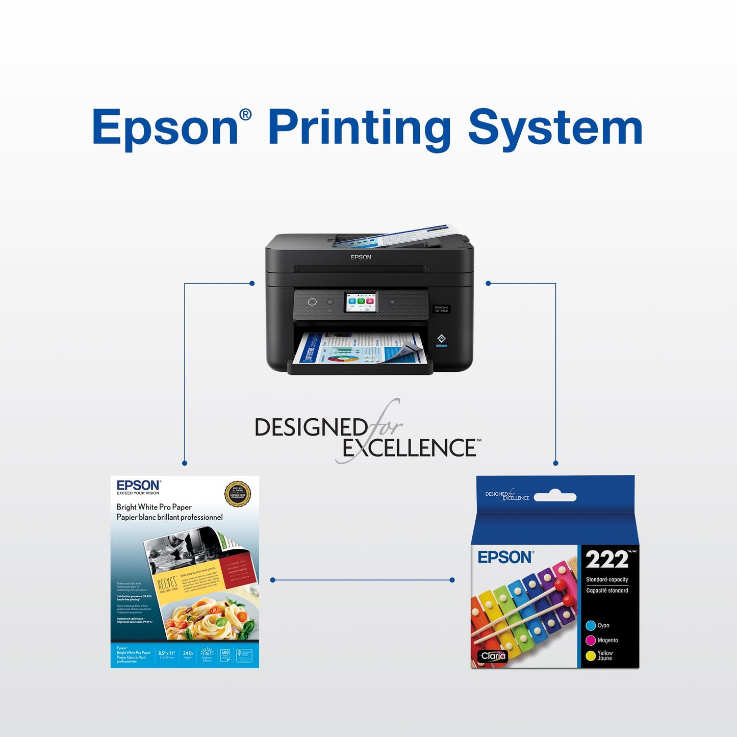 Epson 222 Genuine Ink Cartridge Black and Color Combo Pack T222120-BCS Epson